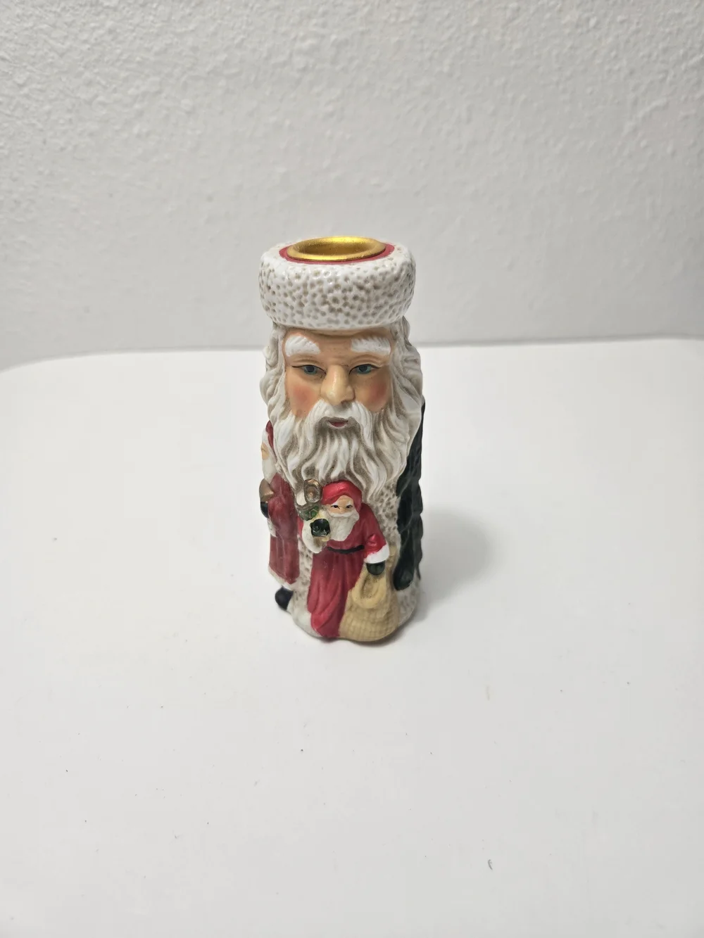 Vintage-Style Red and White Santa Candle Holder - Home Accents